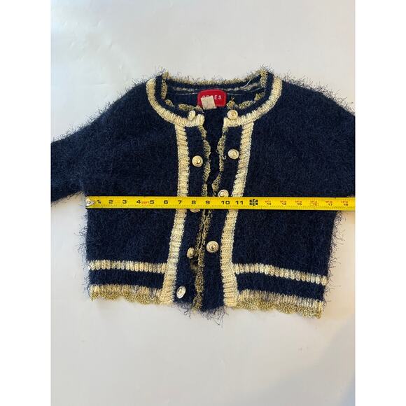 READ Ceres Cropped Fuzzy Cardigan Womens Medium Old Money Preppy Academia Blue - Picture 6 of 16